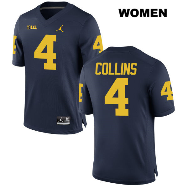 Women's NCAA Michigan Wolverines Nico Collins #4 Navy Jordan Brand Authentic Stitched Football College Jersey KI25A16EL